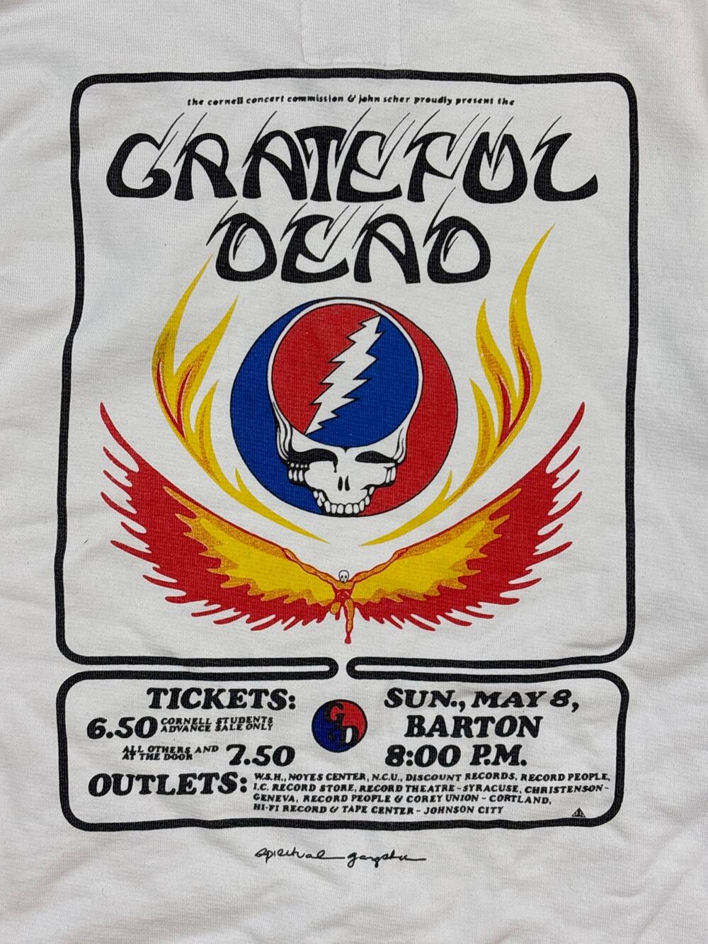 Grateful Dead x Spiritual Gangster white crewneck Cornell concert sweatshirt Med
